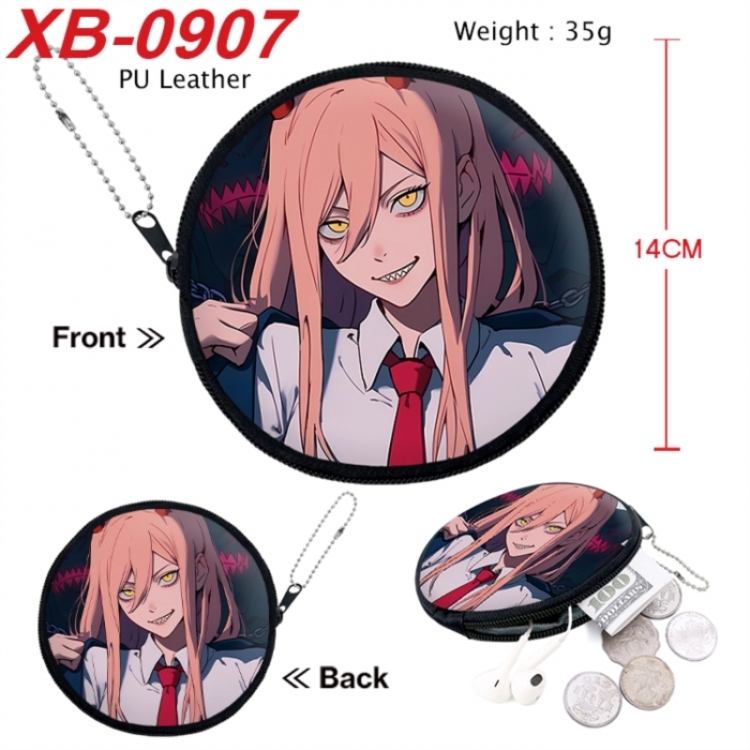 Chainsaw man Anime PU leather material circular zipper zero wallet 14cm
