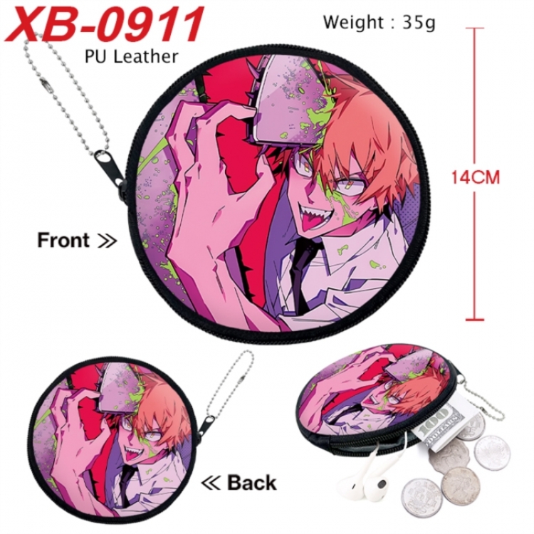 Chainsaw man Anime PU leather material circular zipper zero wallet 14cm