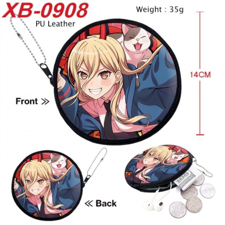 Chainsaw man Anime PU leather material circular zipper zero wallet 14cm
