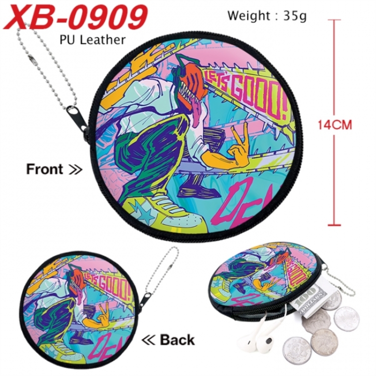 Chainsaw man Anime PU leather material circular zipper zero wallet 14cm