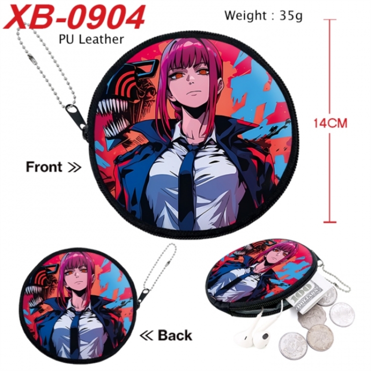 Chainsaw man Anime PU leather material circular zipper zero wallet 14cm
