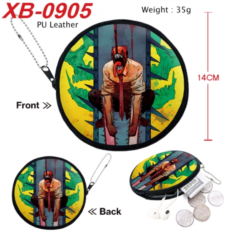 Chainsaw man Anime PU leather material circular zipper zero wallet 14cm
