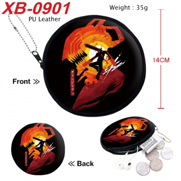 Chainsaw man Anime PU leather material circular zipper zero wallet 14cm