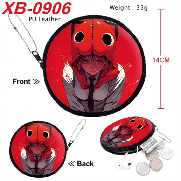 Chainsaw man Anime PU leather material circular zipper zero wallet 14cm