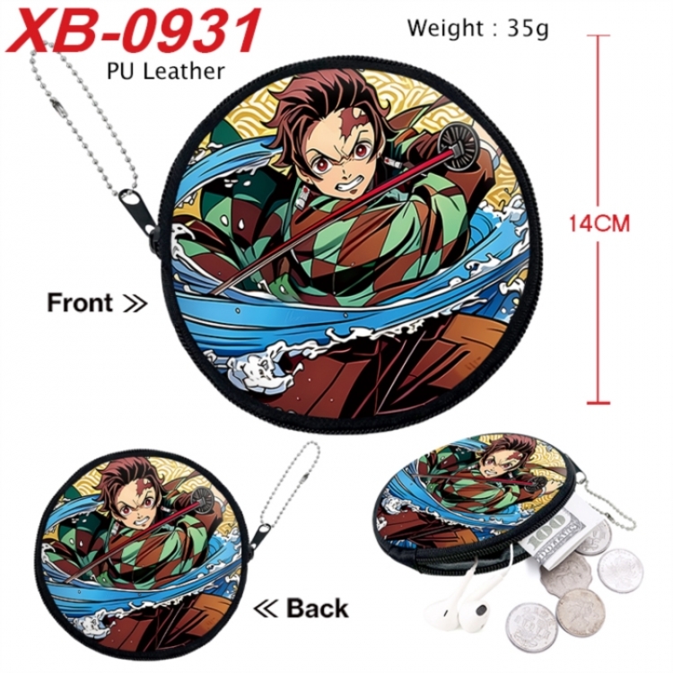 Demon Slayer Kimets Anime PU leather material circular zipper zero wallet 14cm