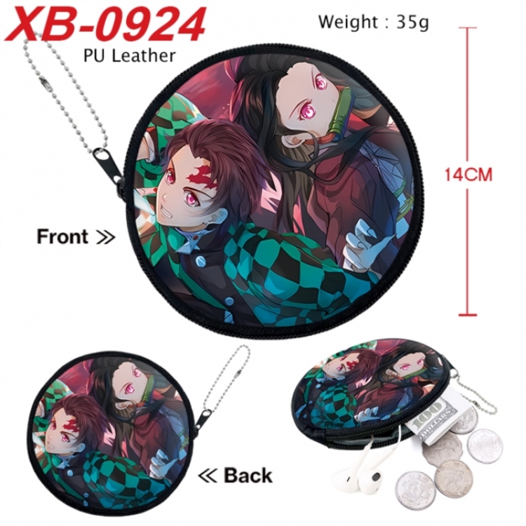 Demon Slayer Kimets Anime PU leather material circular zipper zero wallet 14cm