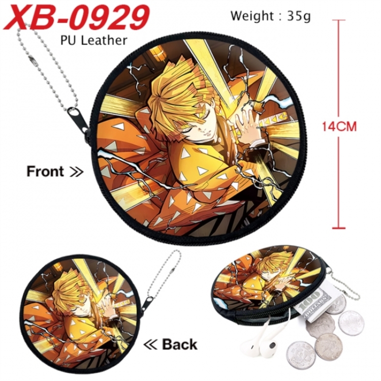 Demon Slayer Kimets Anime PU leather material circular zipper zero wallet 14cm