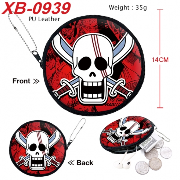 One Piece Anime PU leather material circular zipper zero wallet 14cm