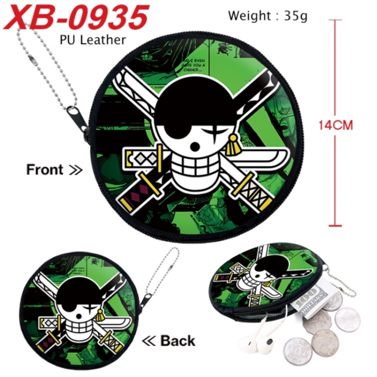 One Piece Anime PU leather material circular zipper zero wallet 14cm