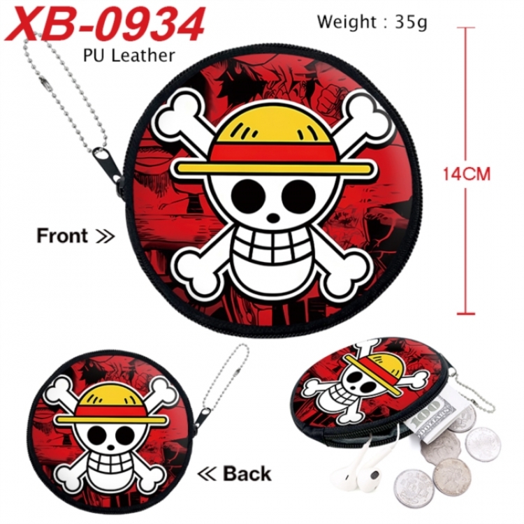 One Piece Anime PU leather material circular zipper zero wallet 14cm