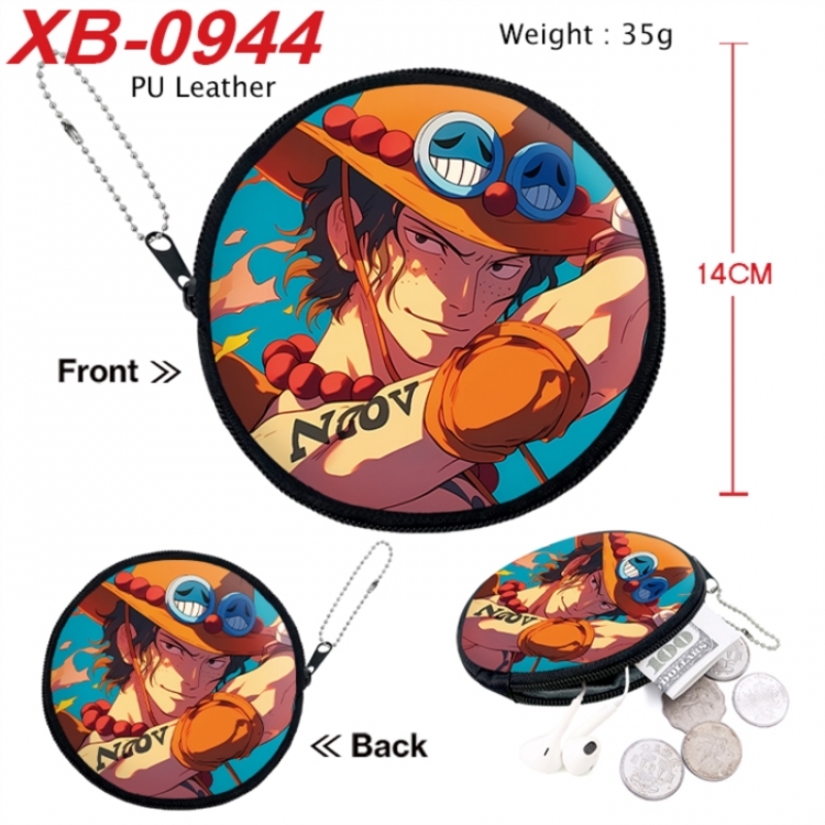 One Piece Anime PU leather material circular zipper zero wallet 14cm
