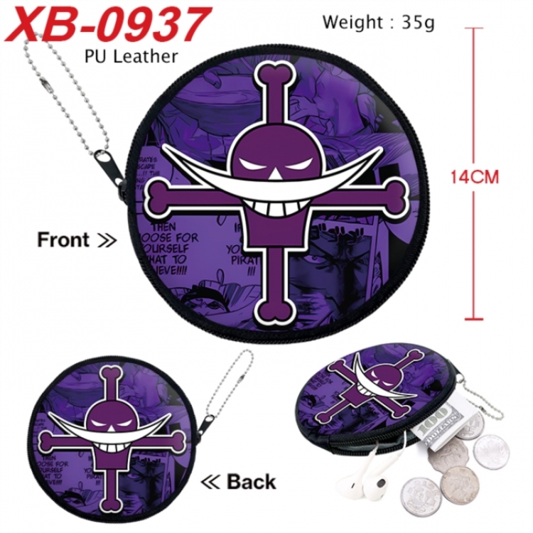 One Piece Anime PU leather material circular zipper zero wallet 14cm