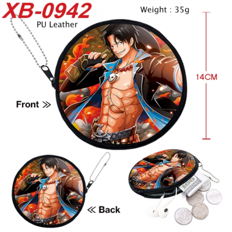 One Piece Anime PU leather material circular zipper zero wallet 14cm