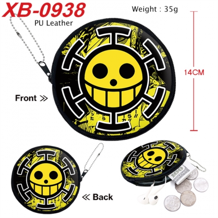 One Piece Anime PU leather material circular zipper zero wallet 14cm