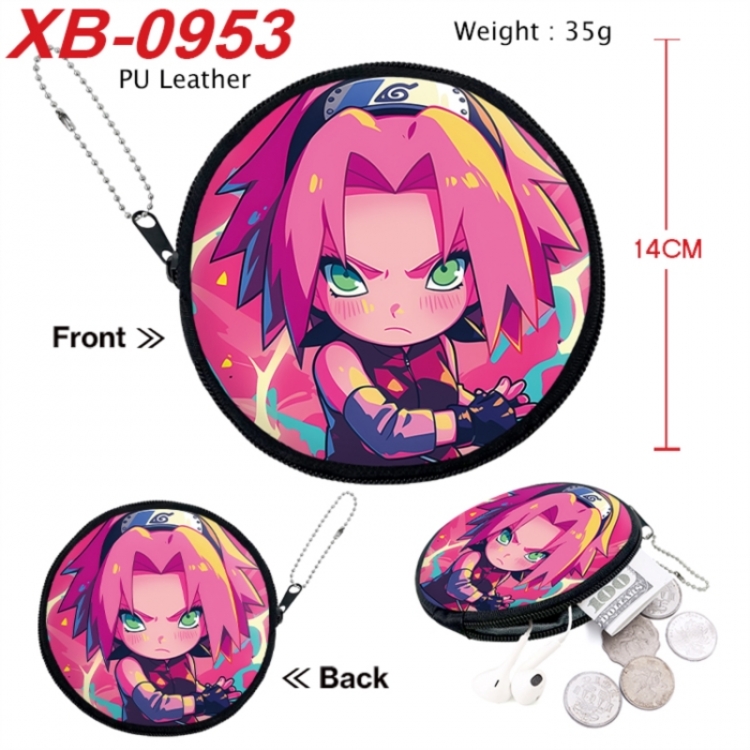 Naruto Anime PU leather material circular zipper zero wallet 14cm