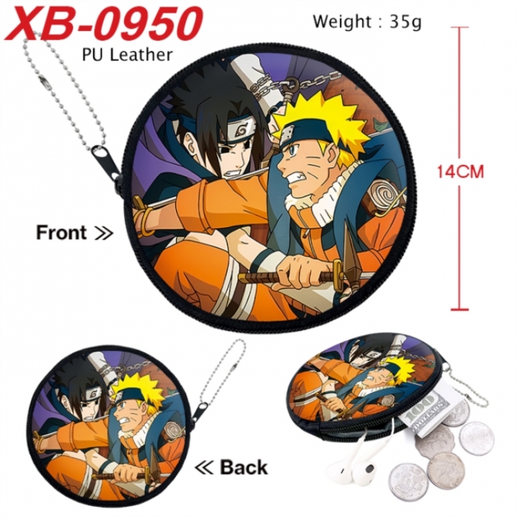 Naruto Anime PU leather material circular zipper zero wallet 14cm
