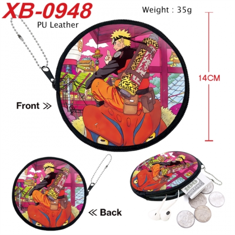 Naruto Anime PU leather material circular zipper zero wallet 14cm