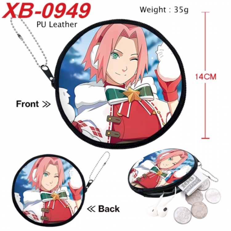Naruto Anime PU leather material circular zipper zero wallet 14cm