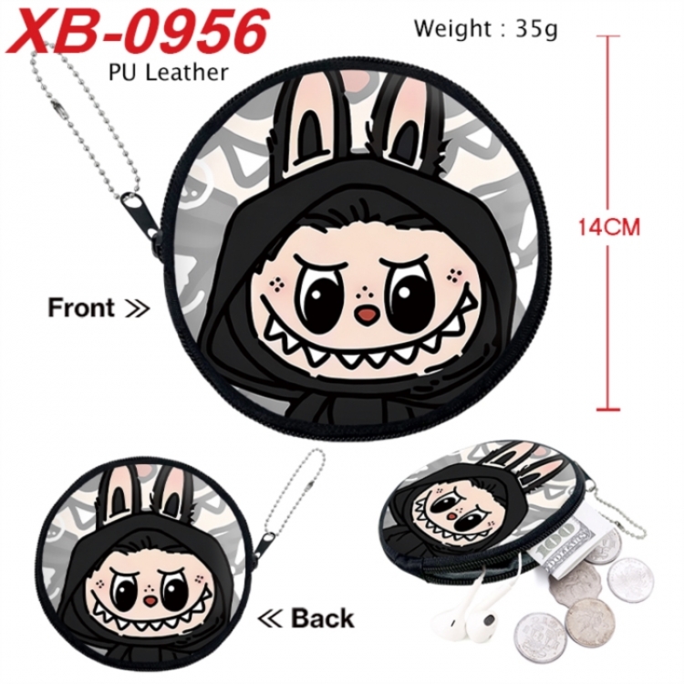 Labubu Anime PU leather material circular zipper zero wallet 14cm