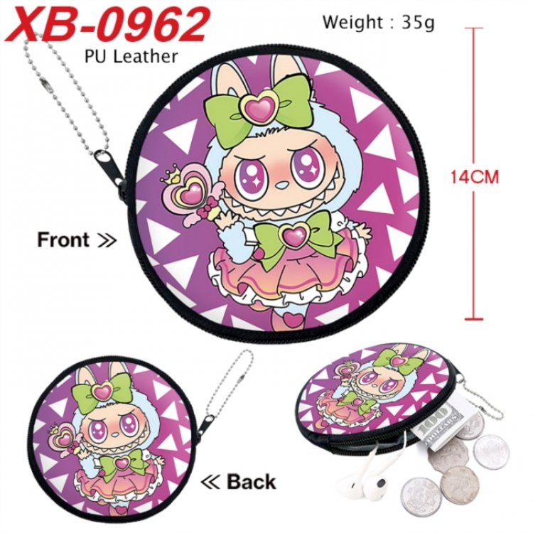 Labubu Anime PU leather material circular zipper zero wallet 14cm