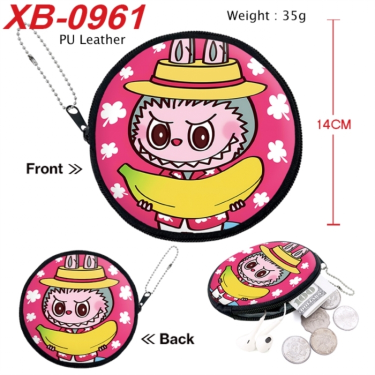 Labubu Anime PU leather material circular zipper zero wallet 14cm