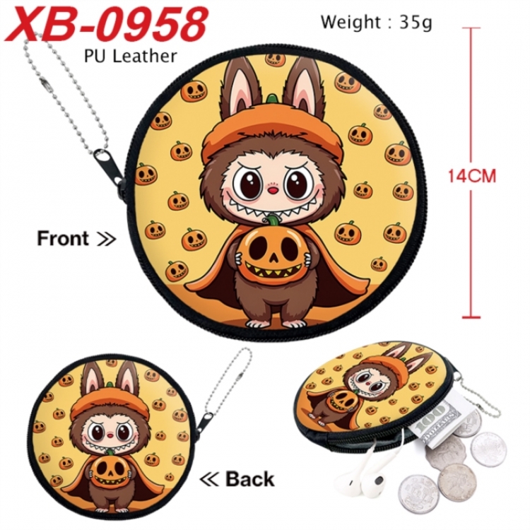 Labubu Anime PU leather material circular zipper zero wallet 14cm