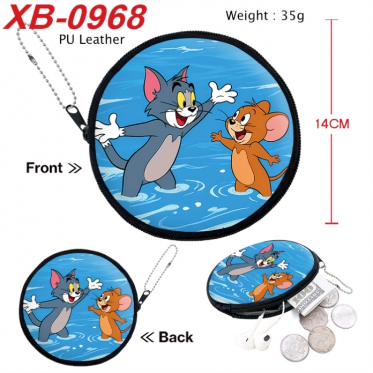 Tom and Jerry Anime PU leather material circular zipper zero wallet 14cm