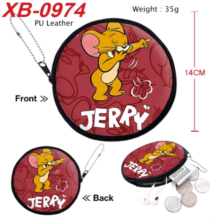 Tom and Jerry Anime PU leather material circular zipper zero wallet 14cm