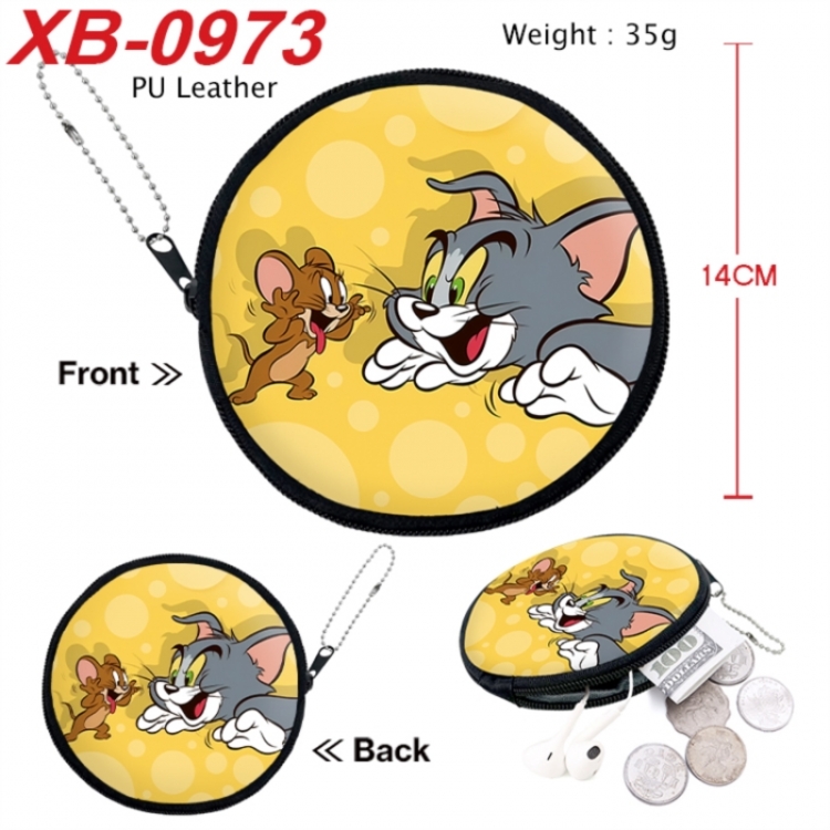 Tom and Jerry Anime PU leather material circular zipper zero wallet 14cm