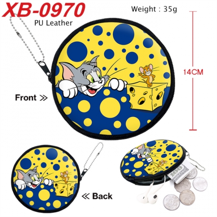 Tom and Jerry Anime PU leather material circular zipper zero wallet 14cm