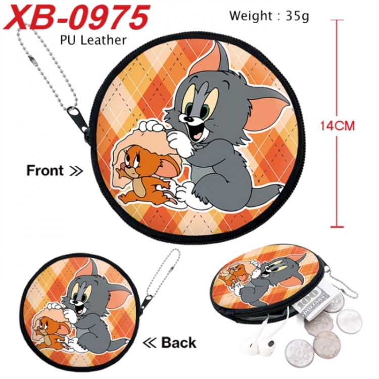 Tom and Jerry Anime PU leather material circular zipper zero wallet 14cm