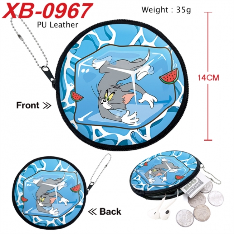 Tom and Jerry Anime PU leather material circular zipper zero wallet 14cm