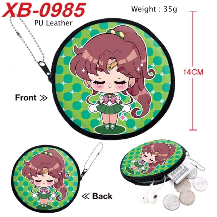 sailormoon Anime PU leather material circular zipper zero wallet 14cm