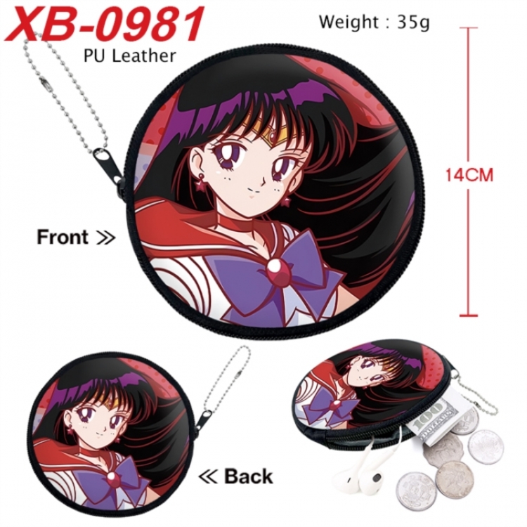 sailormoon Anime PU leather material circular zipper zero wallet 14cm