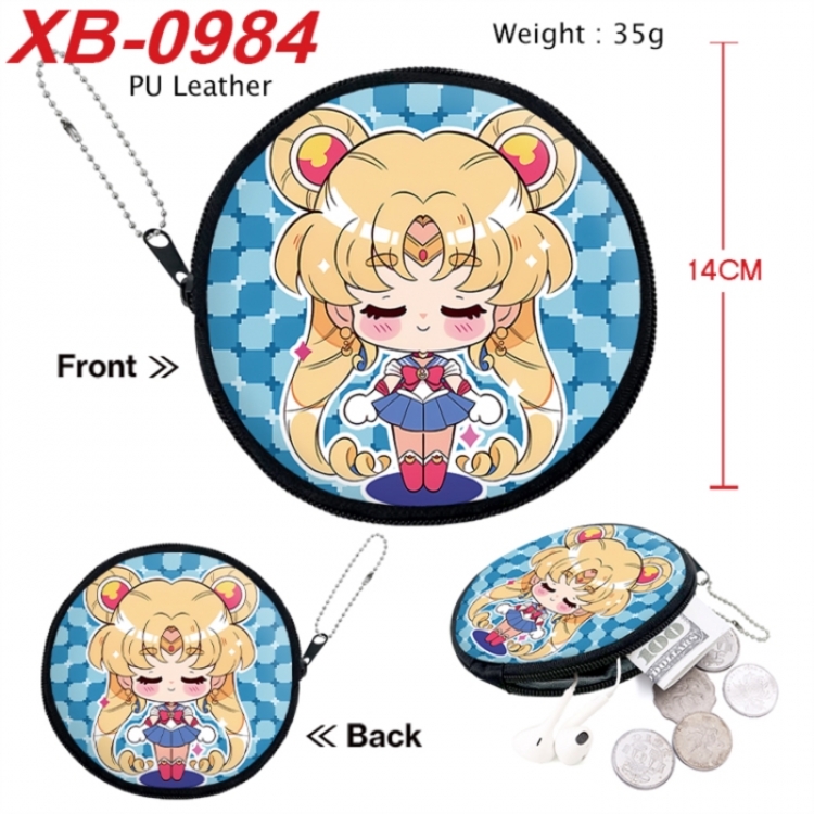 sailormoon Anime PU leather material circular zipper zero wallet 14cm