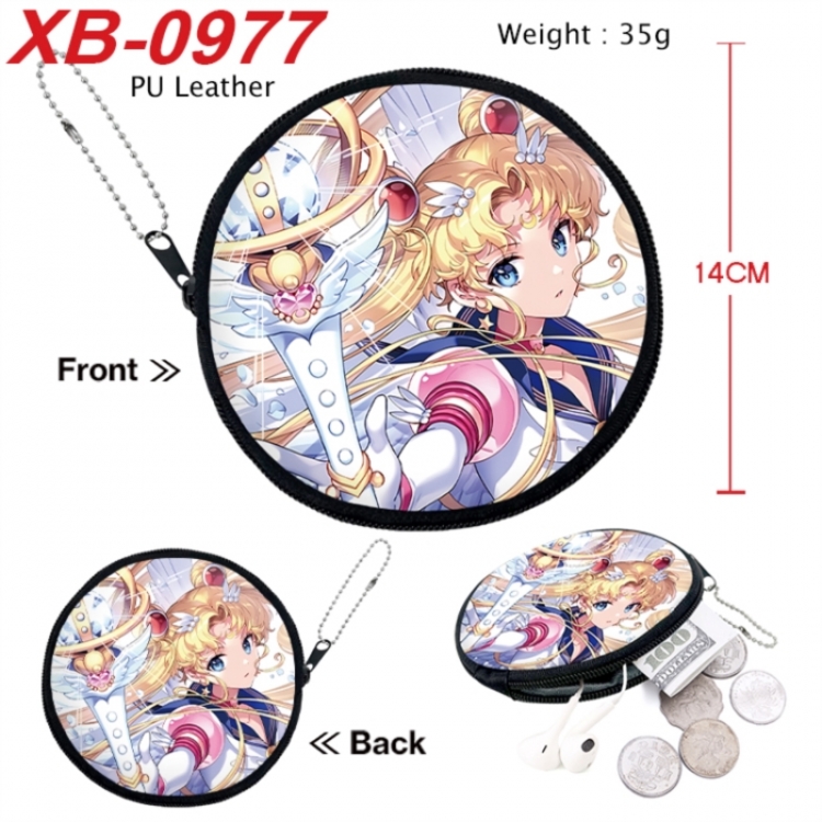 sailormoon Anime PU leather material circular zipper zero wallet 14cm