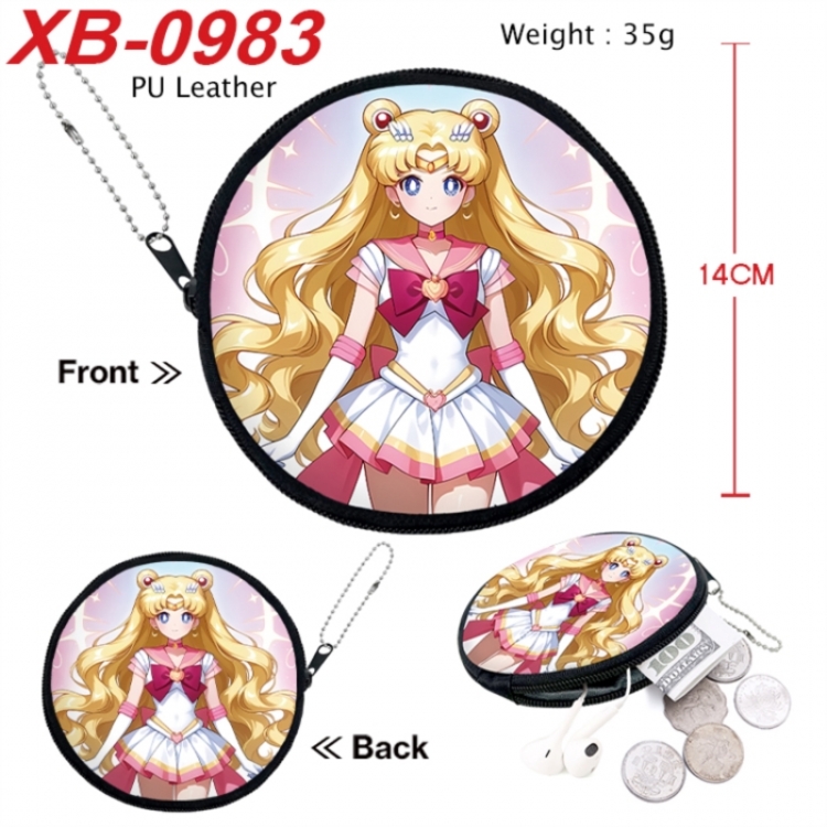 sailormoon Anime PU leather material circular zipper zero wallet 14cm