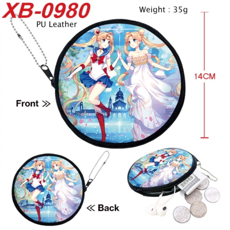 sailormoon Anime PU leather material circular zipper zero wallet 14cm