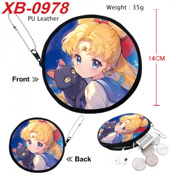 sailormoon Anime PU leather material circular zipper zero wallet 14cm