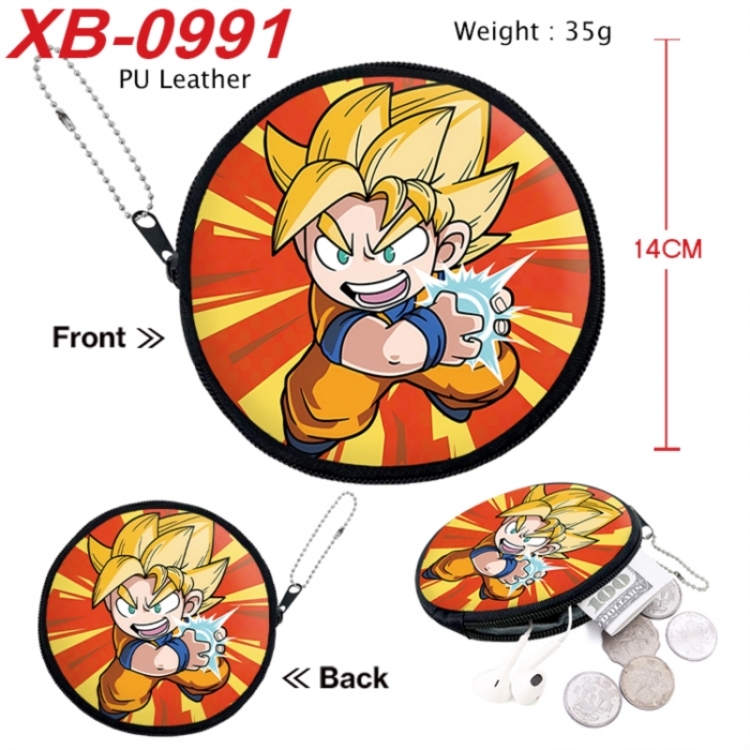 DRAGON BALL Anime PU leather material circular zipper zero wallet 14cm