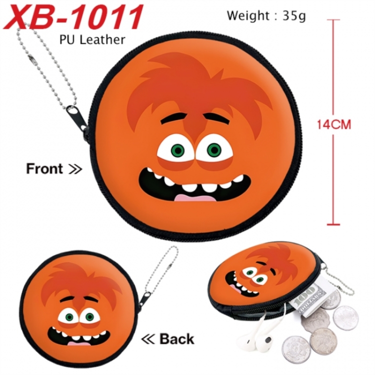 Inside Out Anime PU leather material circular zipper zero wallet 14cm