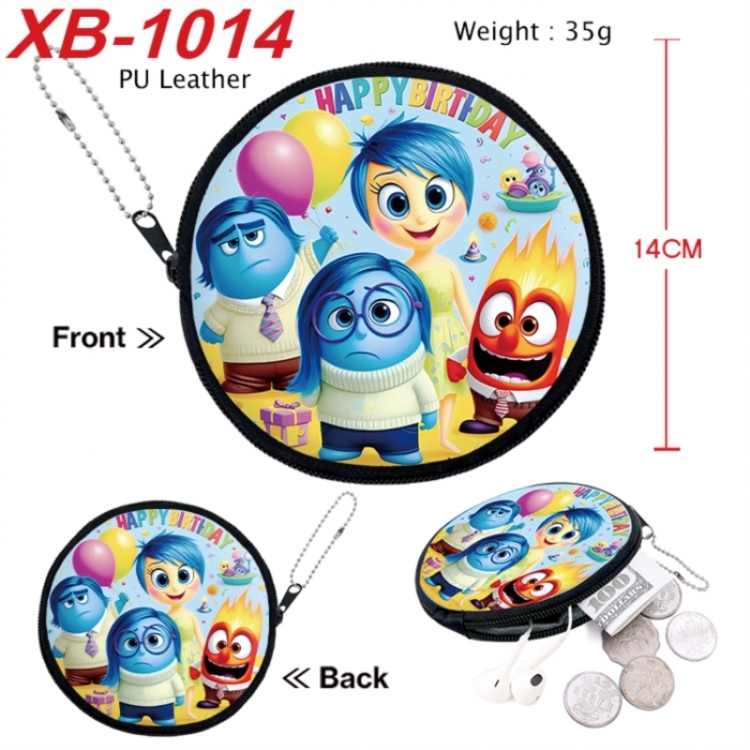 Inside Out Anime PU leather material circular zipper zero wallet 14cm