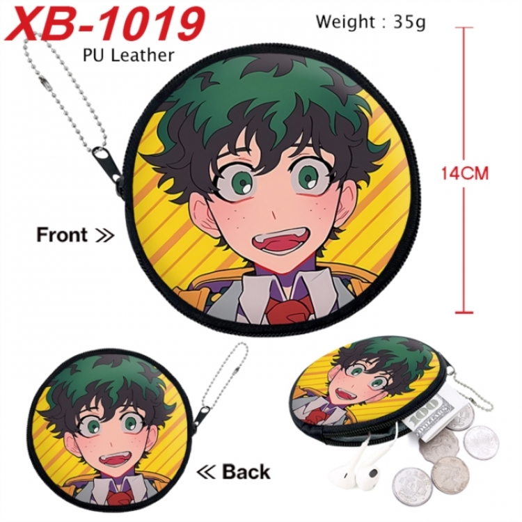 My Hero Academia Anime PU leather material circular zipper zero wallet 14cm