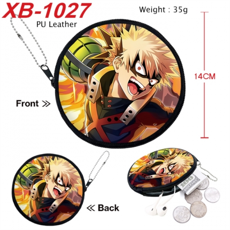 My Hero Academia Anime PU leather material circular zipper zero wallet 14cm