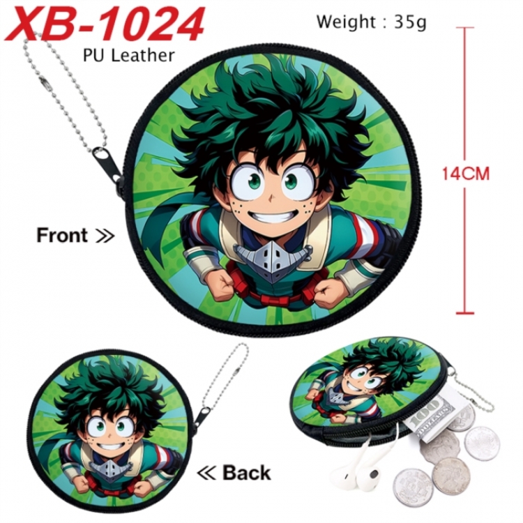My Hero Academia Anime PU leather material circular zipper zero wallet 14cm