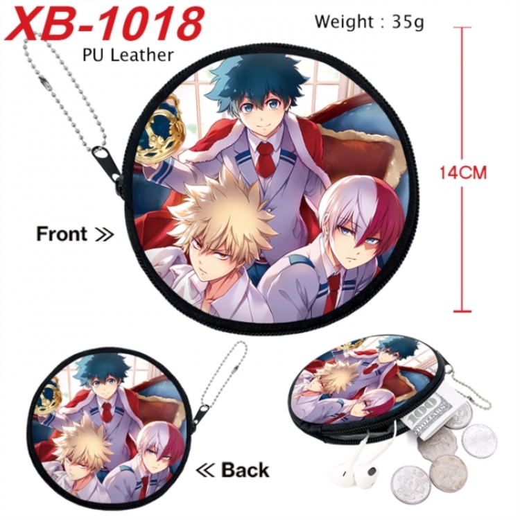 My Hero Academia Anime PU leather material circular zipper zero wallet 14cm