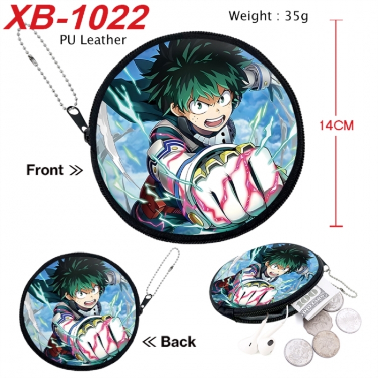 My Hero Academia Anime PU leather material circular zipper zero wallet 14cm