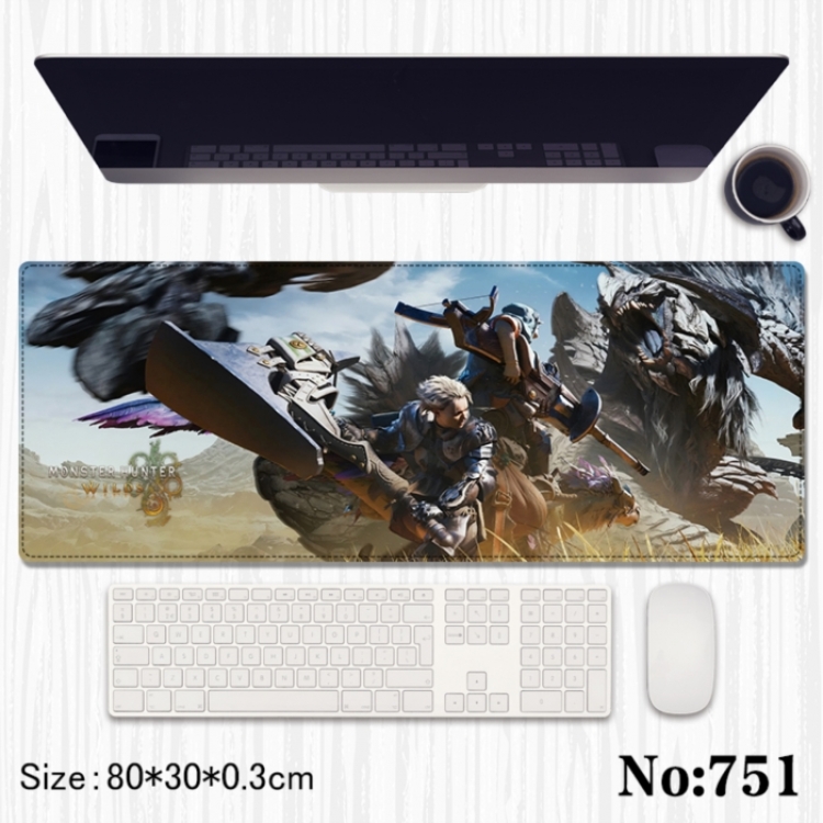 Monster Hunter Anime peripheral computer mouse pad office desk pad multifunctional pad 80X30X0.3cm