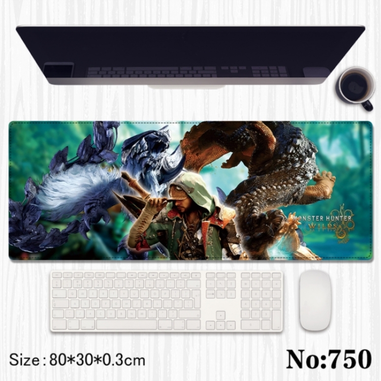 Monster Hunter Anime peripheral computer mouse pad office desk pad multifunctional pad 80X30X0.3cm
