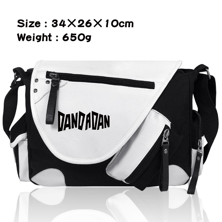 Dandadan Anime PU Colorblock Leather Shoulder Crossbody Bag 34x26x10cm